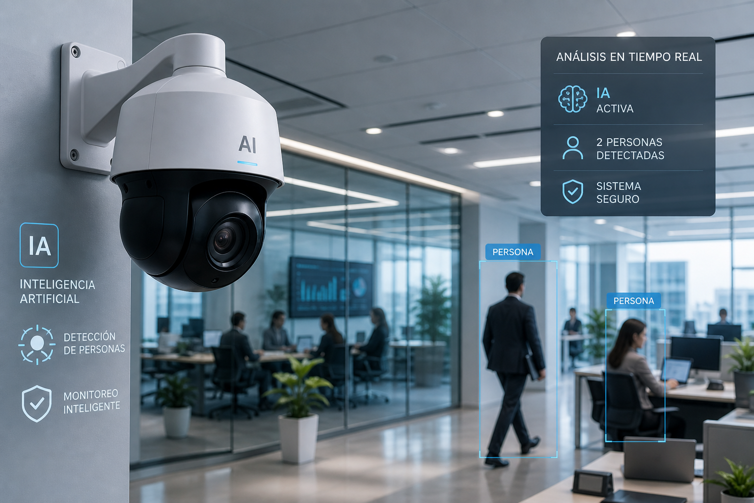 Cámara de videovigilancia empresarial con inteligencia artificial